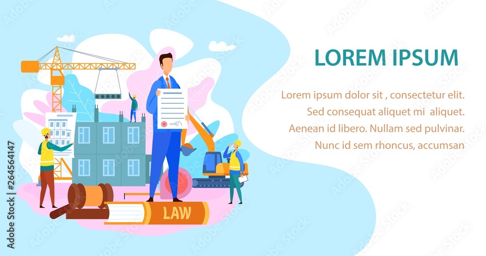 Labor and Construction Law Vector Landing Page