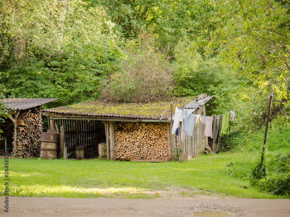 View of the city of Kuldiga in Latvia through the eyes of a tourist. Clean linen is dried in the street. View of the city of Kuldiga in Latvia through the eyes of a tourist. Clean linen is dried in the street.
