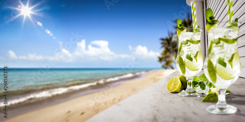 Summer bar background and fresh cold drink 