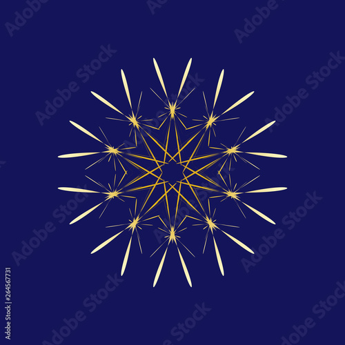 Star complex forms. Fireworks isolated on blue background.