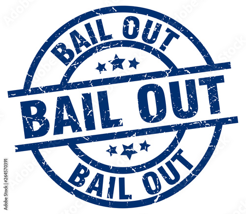 bail out blue round grunge stamp