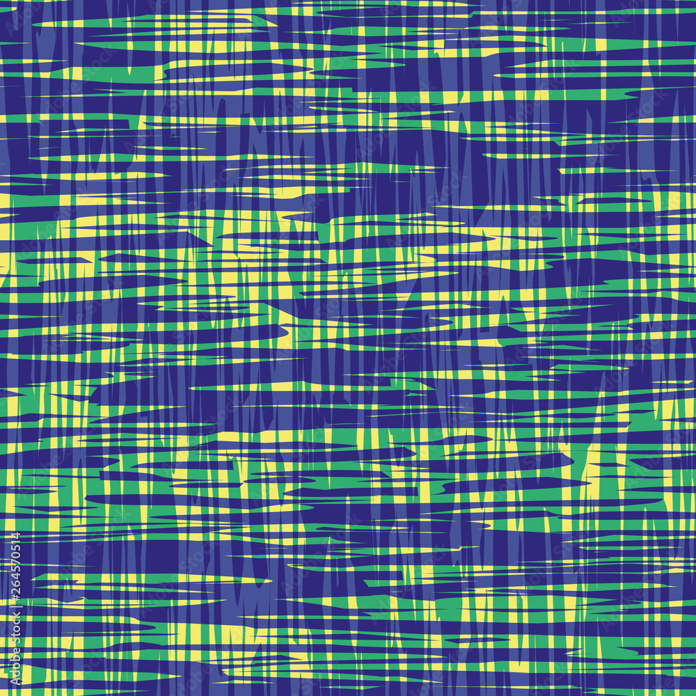 Contemporary blue and green brushed lines in with transparent water color effect. Vector seamless plaid pattern on yellow background. Perfect for packaging, wellness products, fabric, stationery, wrap Contemporary blue and green brushed lines in with transparent water color effect. Vector seamless plaid pattern on yellow background. Perfect for packaging, wellness products, fabric, stationery, wrap