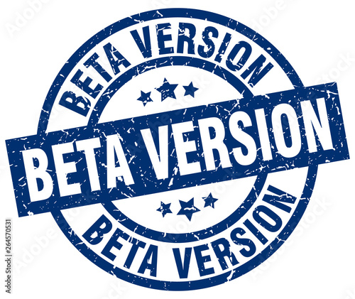 beta version blue round grunge stamp