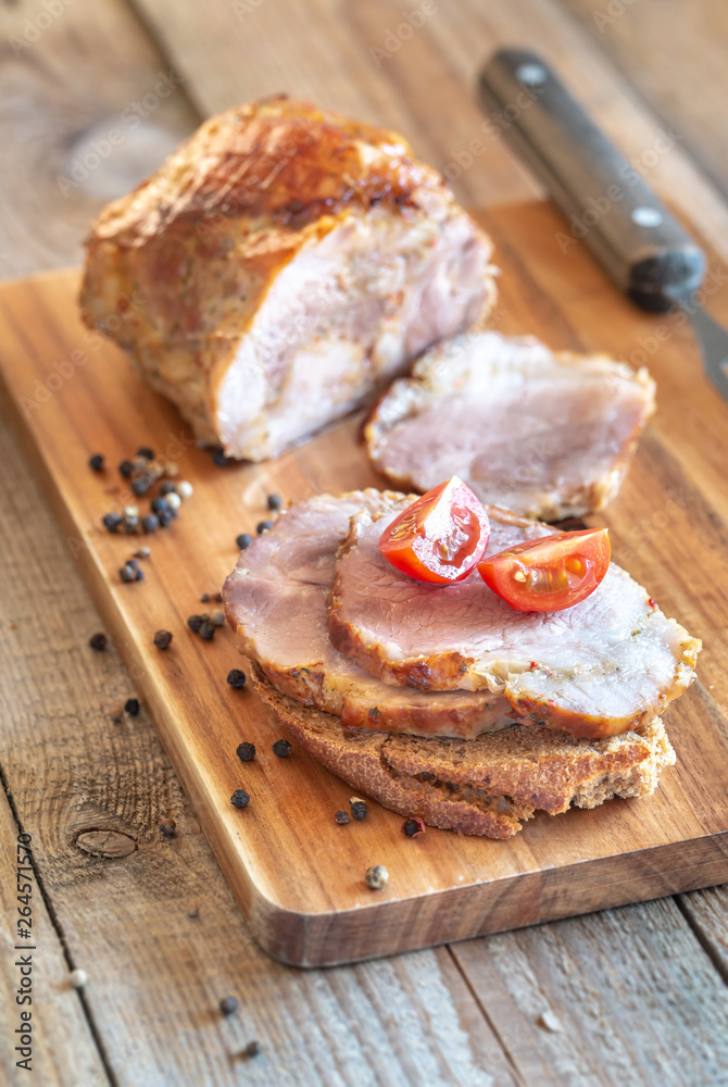 Sandwich with porchetta - Italian roasted pork Sandwich with porchetta - Italian roasted pork