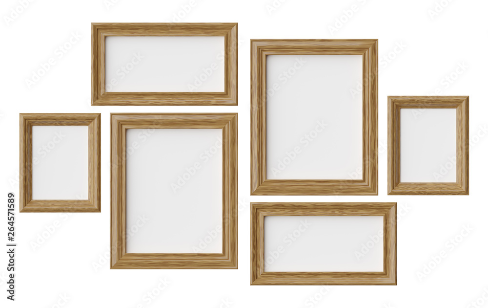 Wooden picture or photo frames isolated on white with shadows Wooden picture or photo frames isolated on white with shadows