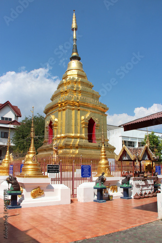 golden stupa in a buddhist temple (wat muen ngon kong) in chiang mai (thailand)
