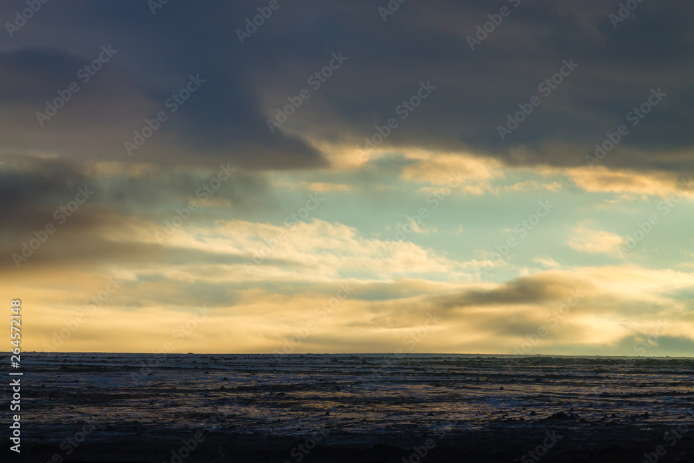 Desolate landscape from Kverfjoll area, Iceland panorama