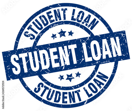 student loan blue round grunge stamp