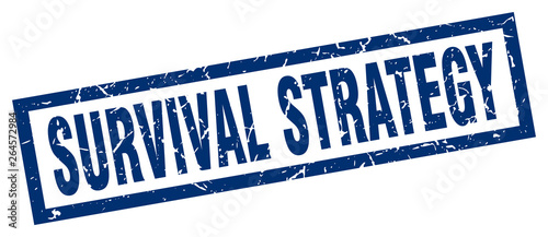 square grunge blue survival strategy stamp