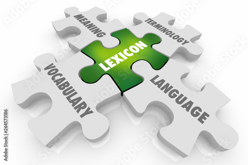 Lexicon Language Vocabulary Puzzle Pieces Communication 3d Illustration