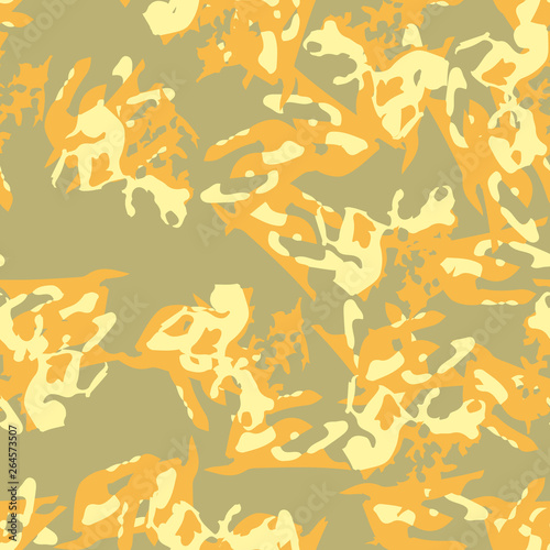 Desert camouflage of various shades of orange and yellow colors