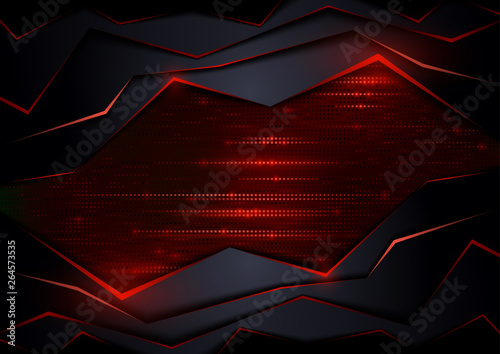 Dark Abstract Tech Background with Red Elements - Detailed Graphic Illustrati...