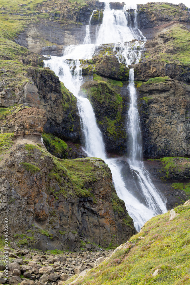 Fototapeta premium Rjukandafoss waterfall close up, Iceland highlands landmark