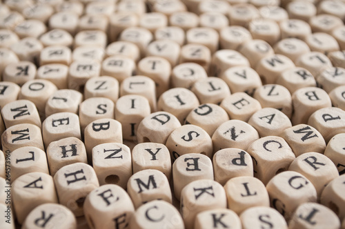 closeup of wooden letters collection