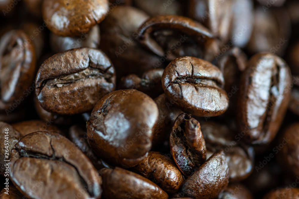 Close up shot of roasted coffee beans Close up shot of roasted coffee beans