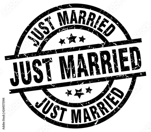 just married round grunge black stamp