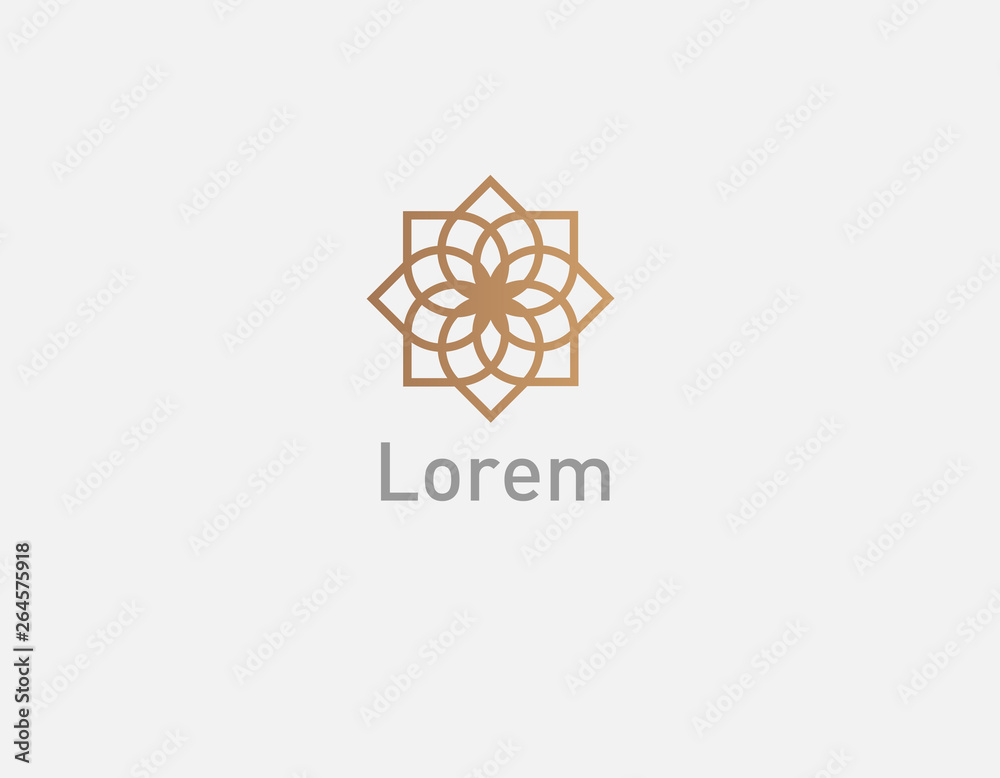 Abstract golden logo pattern geometric flower for beauty salon Abstract golden logo pattern geometric flower for beauty salon