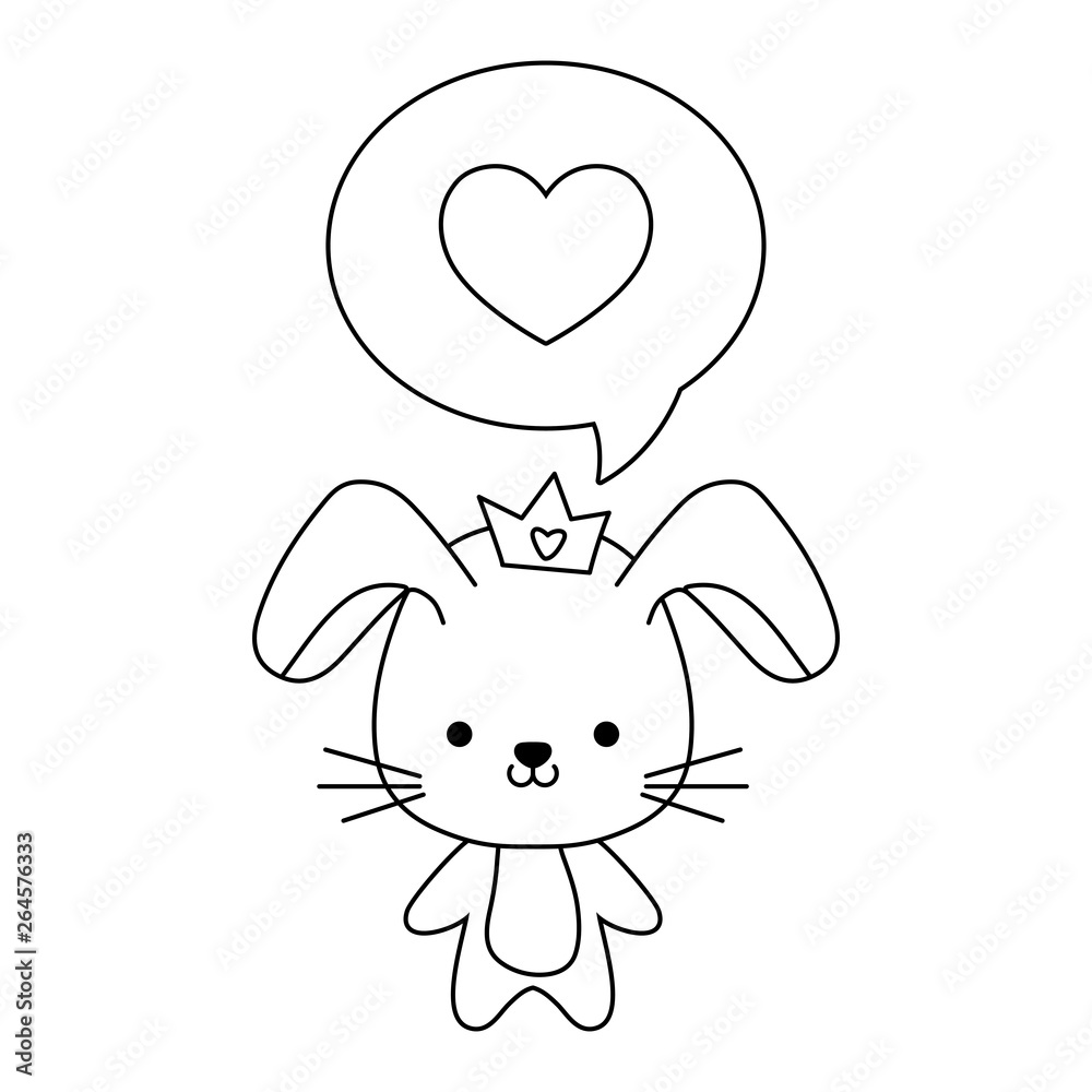 cute rabbit animal and speech bubble with heart cute rabbit animal and speech bubble with heart