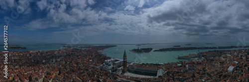 Aerial drone top view photo of small Canal near Rialto bridge, Venice, Italy