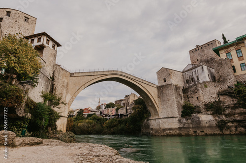 The Old Bridge in Mostar with emerald river Neretva. Bosnia and Herzegovina © Fototocam
