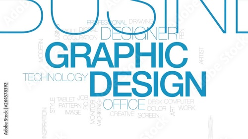Graphic design animated word cloud. Kinetic typography.