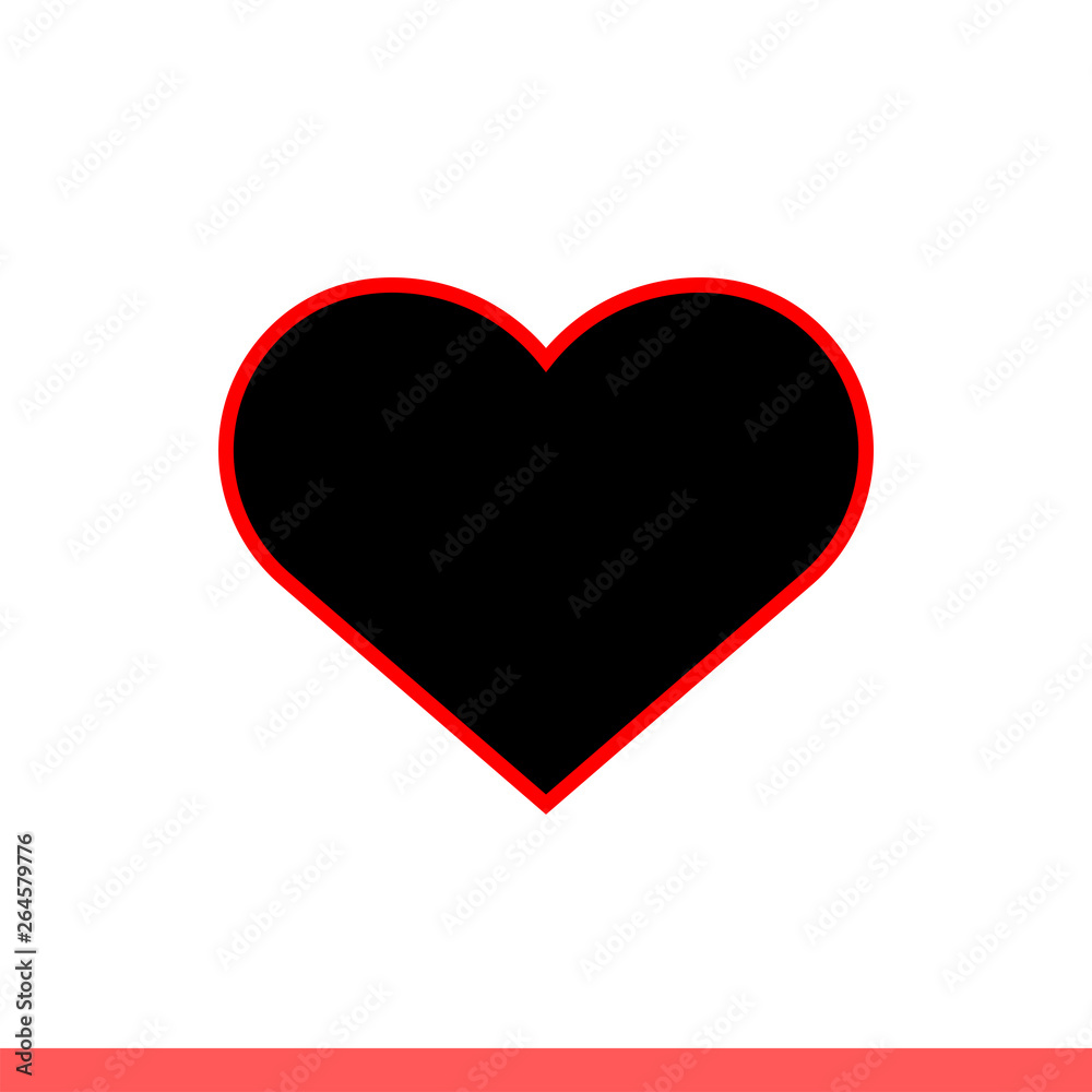 Heart vector icon, color stroke. Simple, flat design on white background
