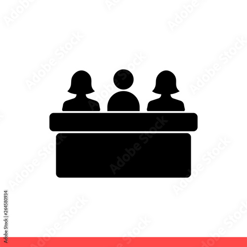 Jury group vector icon, meeting symbol. Simple, flat design on white background