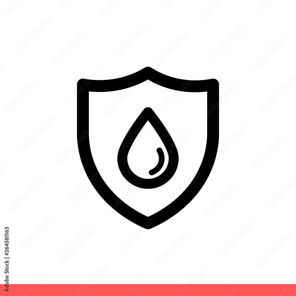 Waterproof vector icon, hydrophobic symbol. Simple, flat design on white background Waterproof vector icon, hydrophobic symbol. Simple, flat design on white background