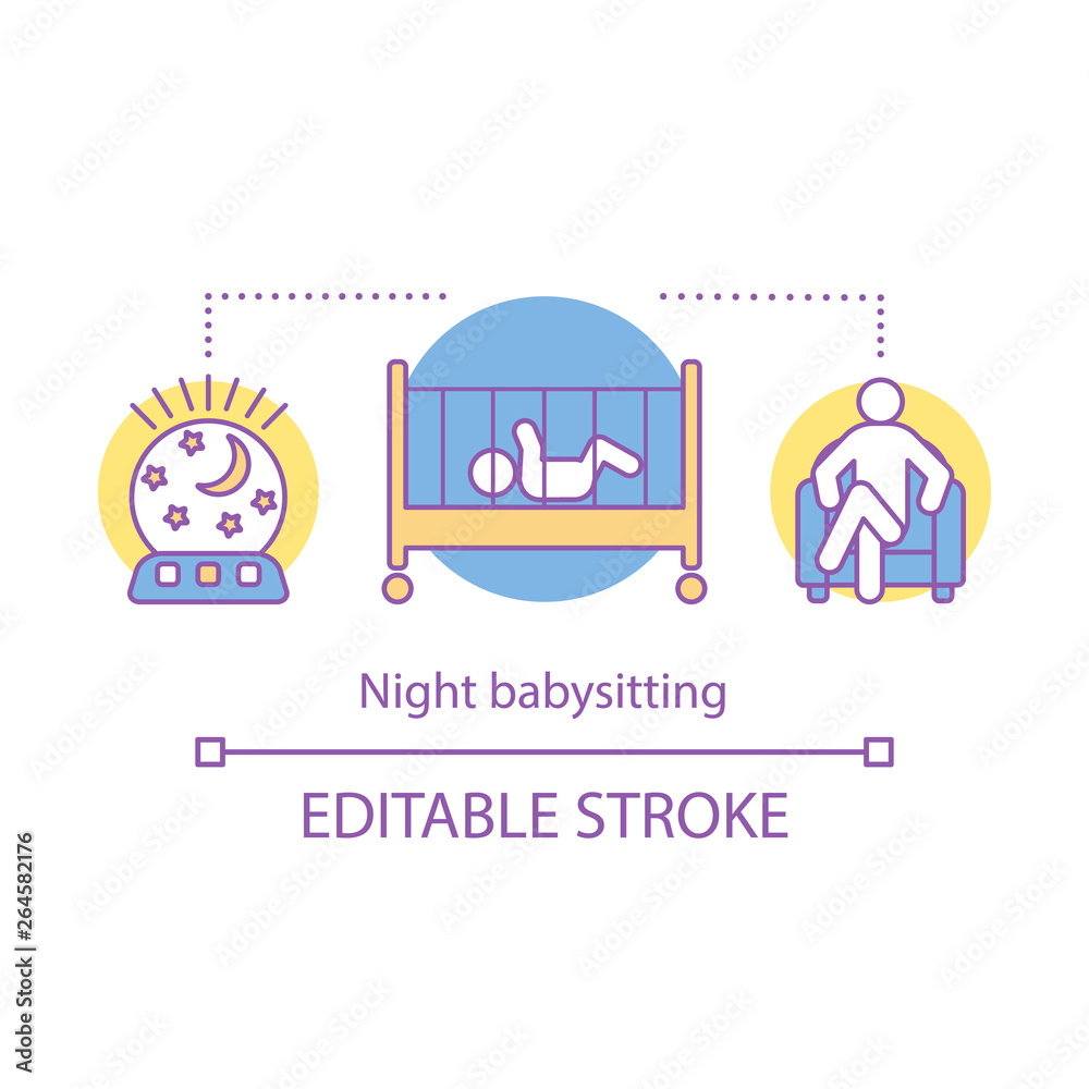 Naklejka premium Night babysitting concept icon