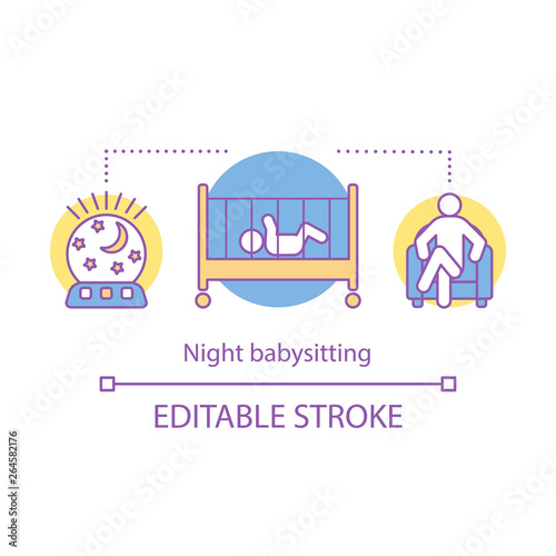 Night babysitting concept icon