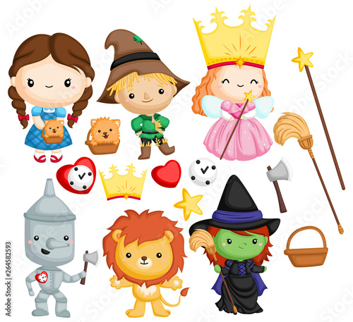Vászonkép a vector set of many character in wizard of oz