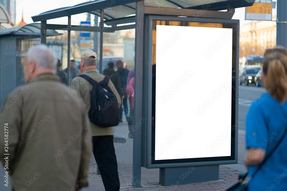 Vertical billboard lightbox in the city. - obrazy, fototapety, plakaty 