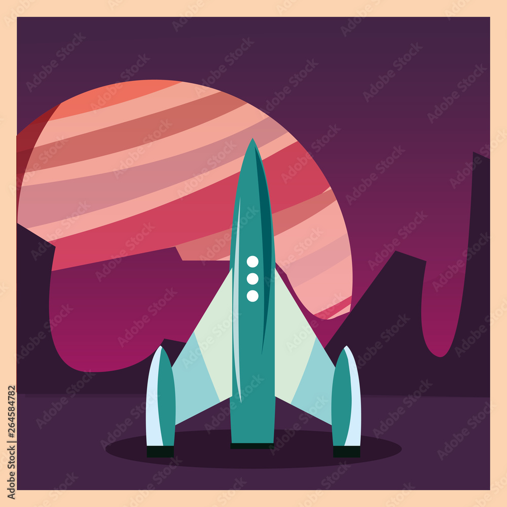 spaceship on planet surface spaceship on planet surface
