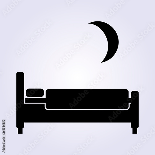 black bed,moon grey background icon