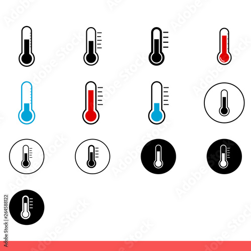 Thermometer icon set, temperature symbol collection. Simple, flat design on white background