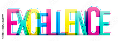 The word Excellence. Colorful vector letters flat design typography banner