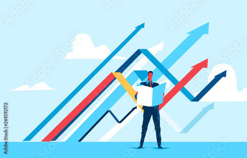 A business man read stock statistics