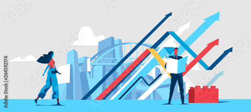 A business man read stock statistics