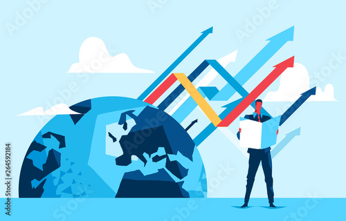 A business man read stock statistics