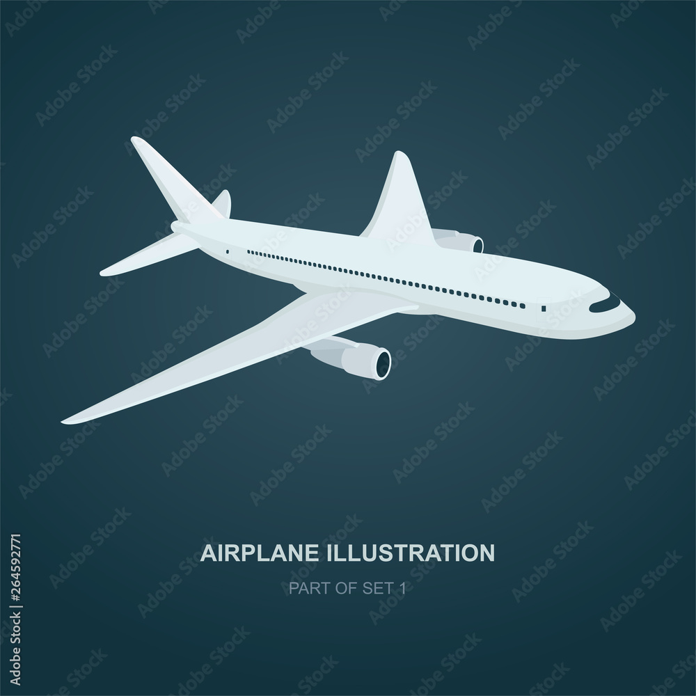 Airplane. Realistic passengers aircraft illustration. Part of set.