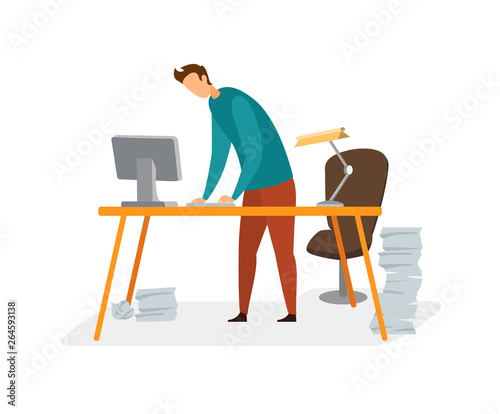 Man Overloaded with Paperwork Vector Illustration