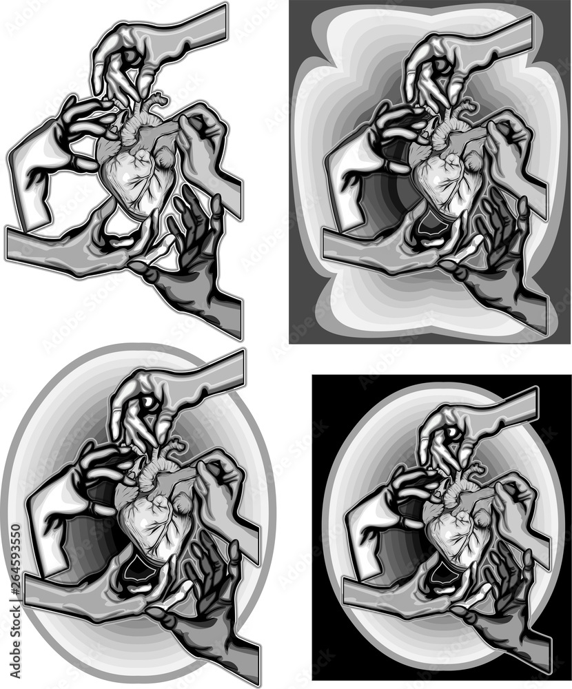 Fototapeta premium Heart in hand logo anatomy illustration vector set
