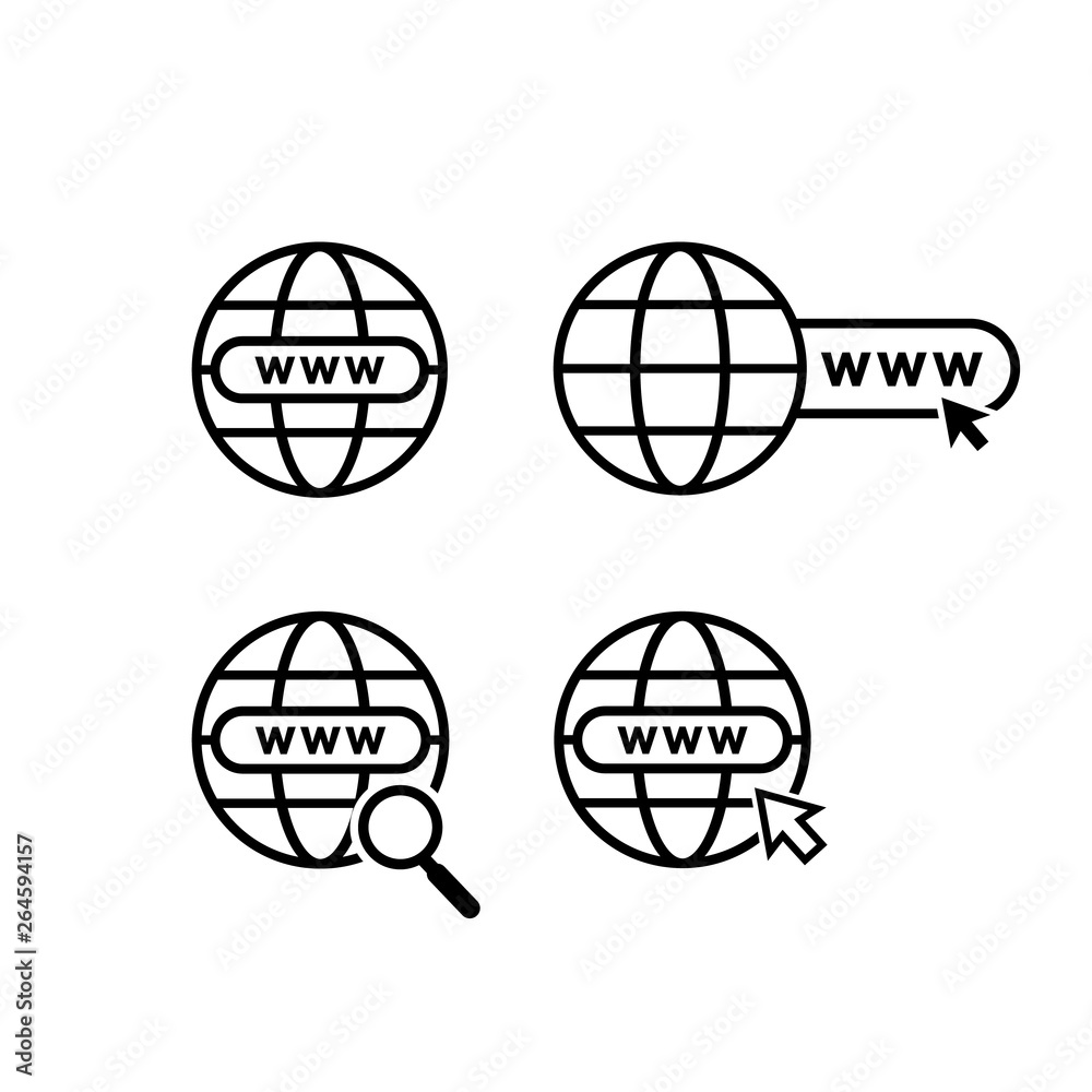 Web icon vector. Set of flat icon Web internet and globe symbol illustration Web icon vector. Set of flat icon Web internet and globe symbol illustration