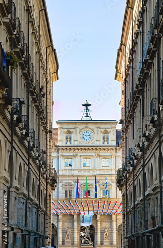 Civic Palace, current name of the ancient City Palace, is the seat of the city hall of the city of Turin, Piedmont, Italy, it was built in 1659 © Marco
