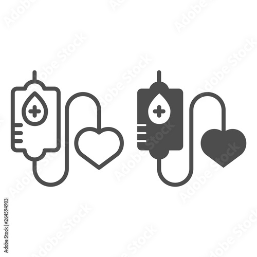 Donation blood line and glyph icon. Blood transfusion vector illustration isolated on white. Healthcare outline style design, designed for web and app. Eps 10.