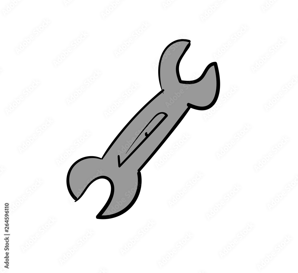Handdrawn wrench doodle icon. Hand drawn black sketch. Sign cartoon symbol. Decoration element. White background. Isolated. Handdrawn wrench doodle icon. Hand drawn black sketch. Sign cartoon symbol. Decoration element. White background. Isolated.