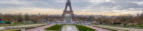 Panoramic view of Paris with Eiffel Tower in winter