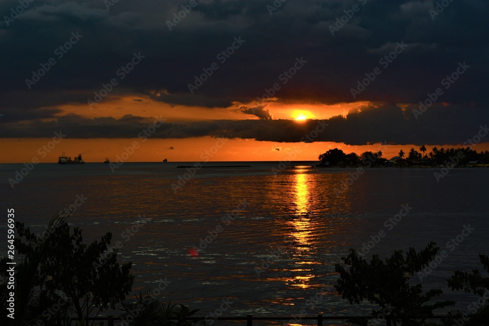 sunset on losari beach in Makassar