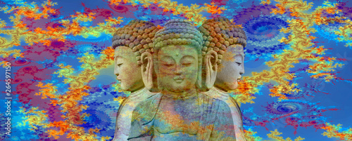 Abstract buddha and the cosmos 