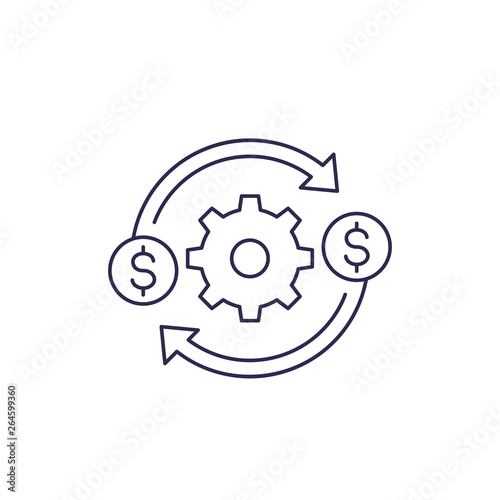 costs optimization and production efficiency, cost management icon, line vector